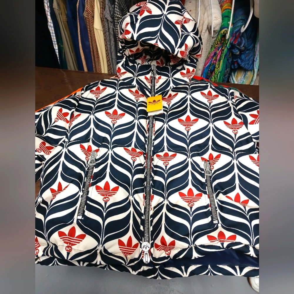 Gucci X Adidas Trefoil Print Puffer Jacket Men